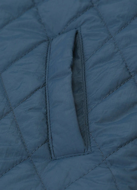 Detail of hand pocket on kid's navy zip-up shirt jacket