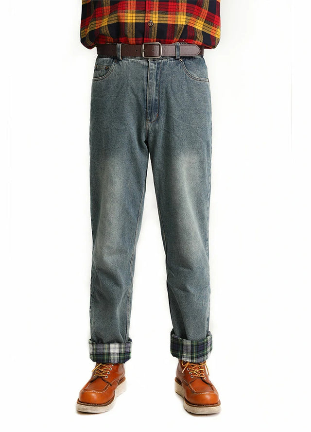 Men's Flannel Lined Jeans,Straight Leg