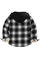 Toddler Boys and Girls Sherpa-Lined Snap Flannel Shirt,Hooded Plaid