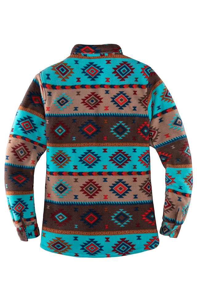 Women's Aztec Pattern Sherpa Lined Shirt Jacket