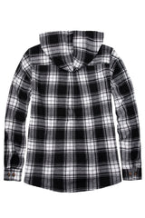 Women's Hooded Plaid Brushed Flannel Shirt, Full Zip Flannel Hoodie