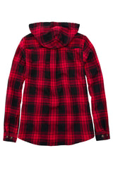 Women's Hooded Plaid Brushed Flannel Shirt, Full Zip Flannel Hoodie