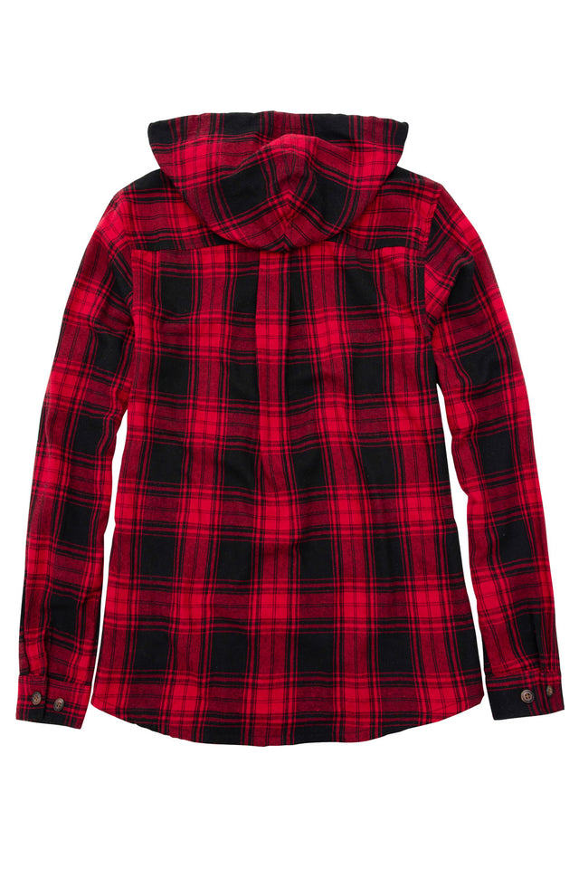 Women's Hooded Plaid Brushed Flannel Shirt, Full Zip Flannel Hoodie