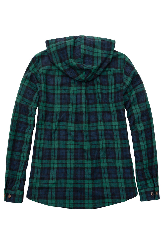 Women's Hooded Plaid Brushed Flannel Shirt, Full Zip Flannel Hoodie