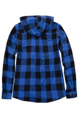 Women's Hooded Plaid Brushed Flannel Shirt, Full Zip Flannel Hoodie