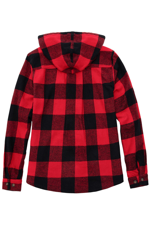 Women's Flannel Hoodie Heavyweight Chamois Shirt,100% Cotton