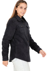 Women's Sherpa Lined Warm Shirt Jacket Button Up Winter Fleece Shirt