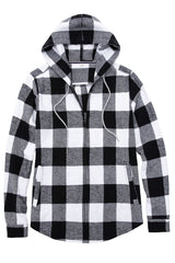 Women's Flannel Hoodie Heavyweight Chamois Shirt,100% Cotton