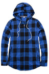 Women's Hooded Plaid Brushed Flannel Shirt, Full Zip Flannel Hoodie