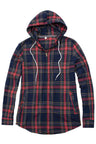 Women's Hooded Plaid Brushed Flannel Shirt, Full Zip Flannel Hoodie