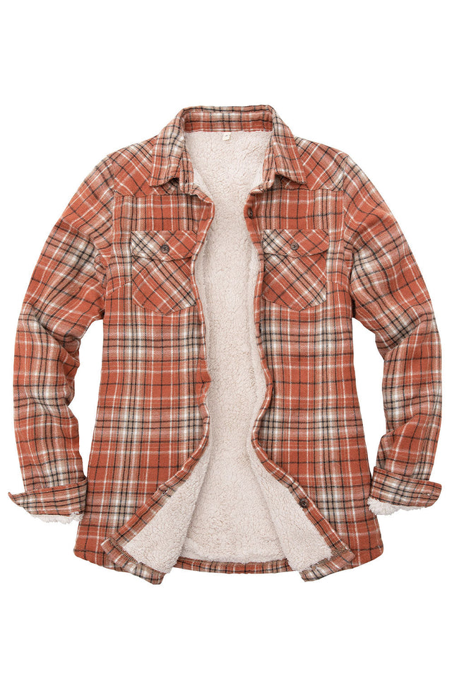 Women's Sherpa Lined Flannel Shirt Jacket,Button Down Flannel Shacket