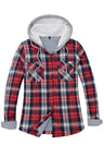 Women's Fleece Lined Flannel Shirt,Button Down Plaid Hooded Jacket