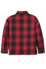 Toddler Boys and Girls Sherpa Lined Snap Flannel Shirt,Plaid Shacket