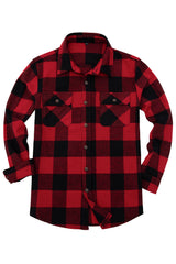 Front view of red buffalo plaid men's stalwart heavyweight flannel shirt