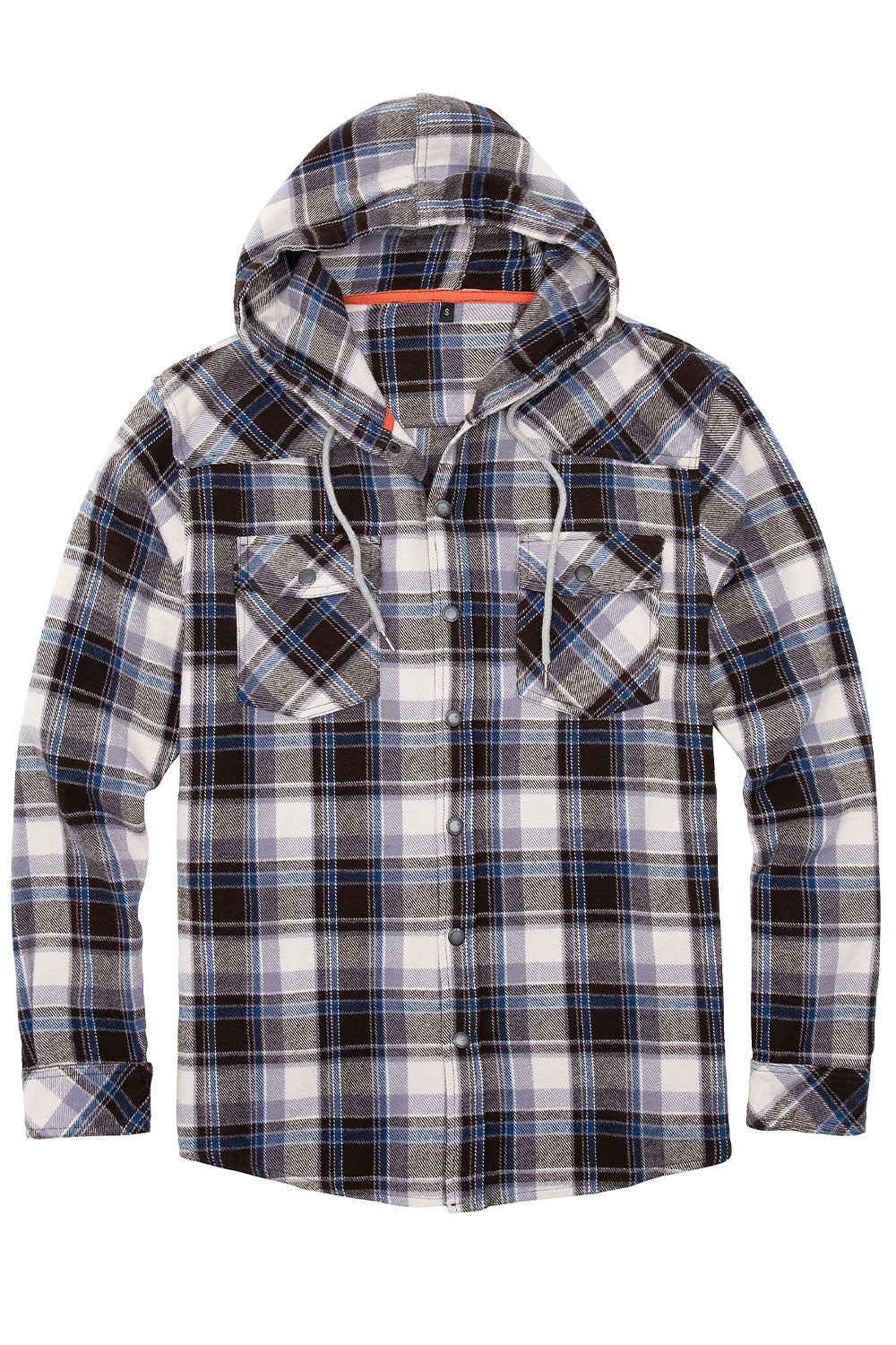 Men's Heavyweight Flannel Hoodie,Double Brushed 100% Cotton, coffee/white / XL