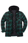 Men's Thicken Plaid Hooded Flannel Shirt Jacket with Quilted Lined