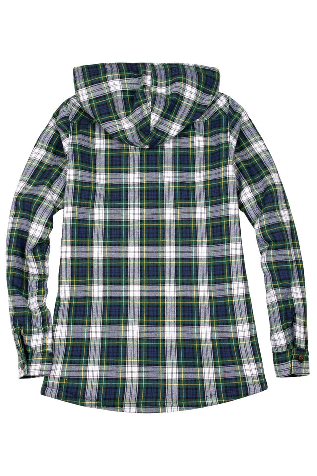 Women's Sherpa Lined Flannel Jacket with Hood,Button Up Plaid