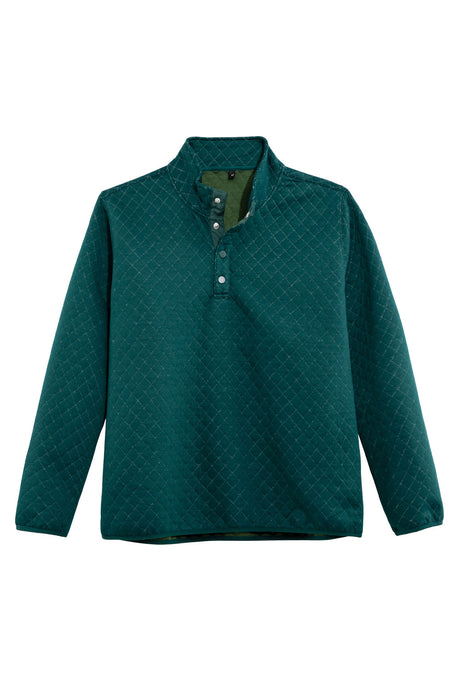 Front view of ink green men's ultra soft fleece pullover outdoor shirt