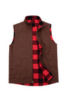 Front view of brown men's reversible vest 