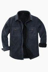 Men's Warm Sherpa Lined Twill Fleece Shirt Jacket