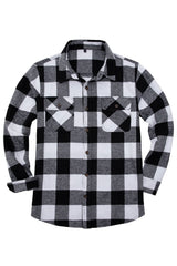 Front view of black white men's stalwart heavyweight flannel shirt