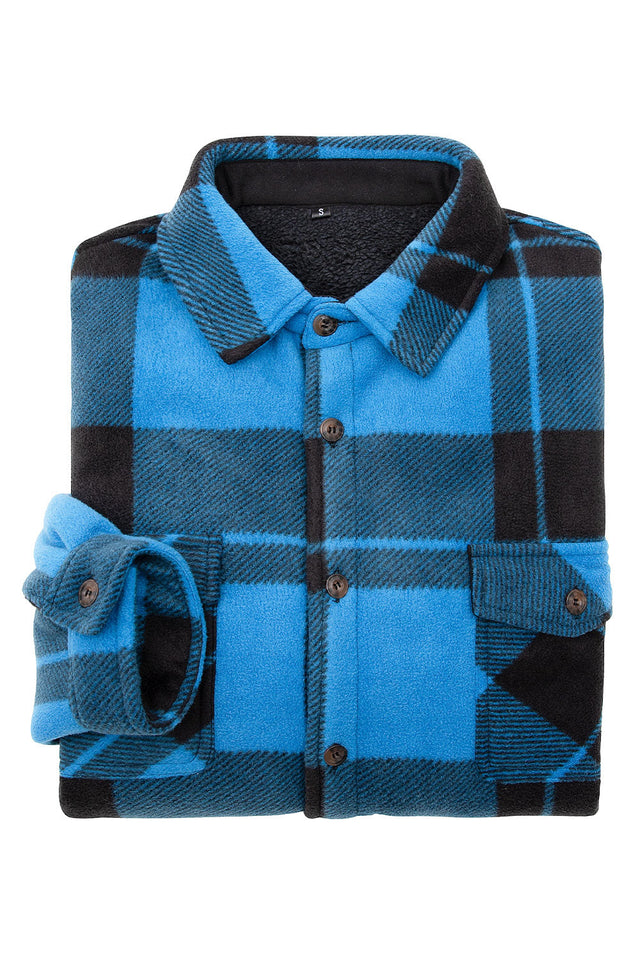 Men's Sherpa Lined Shacket,Button Down Plaid