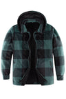 Men's Sherpa Lined Fleece Plaid Shirt Jacket with Removable Hood