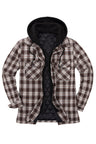 Men's Thicken Plaid Hooded Flannel Shirt Jacket with Quilted Lined