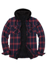 Men's Sherpa Lined Flannel Shirt Jacket with Hood,Plaid Shirt-Jac