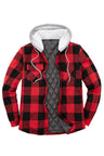 Men's Quilted Lined Button Down Plaid Flannel Shirt Jacket with Hood