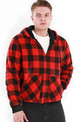 Men's Thick Sherpa Lined Checkered Plaid Hoodie Jacket,Warm Sweatshirt