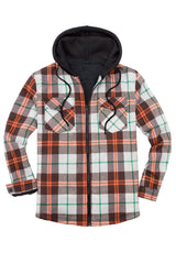 Men's Sherpa Lined Flannel Shirt Jacket with Hood,Plaid Shirt-Jac