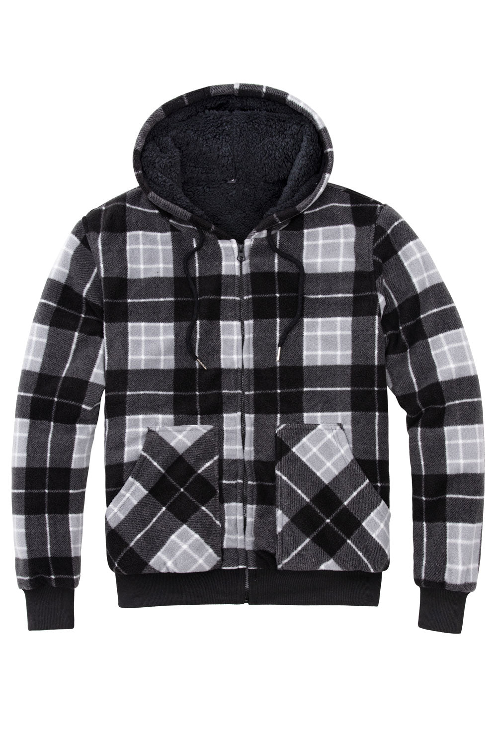Men's Thick Sherpa Lined Checkered Plaid Hoodie Jacket – FlannelGo