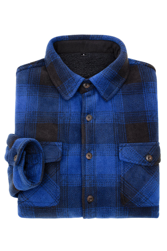 Men's Sherpa Lined Shacket,Button Down Plaid