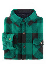 Men's Sherpa Lined Shacket,Button Down Plaid