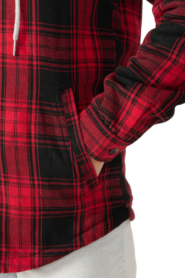 Women's Sherpa-Lined Flannel Jacket Full Zip Up Hooded Plaid Shirt