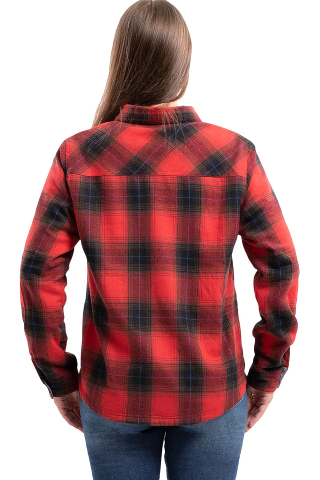 Women's Fleece Lined Plaid Button Down Flannel Shirt Jacket