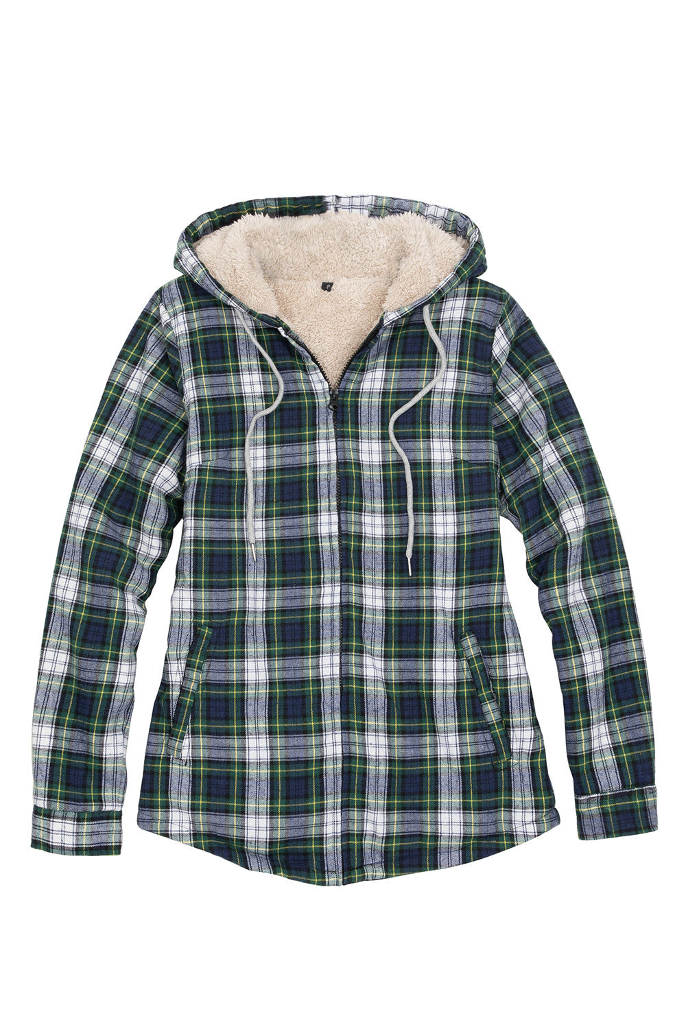 Women's Scotch Plaid Flannel Shirt, Sherpa-Lined Zip Hoodie at