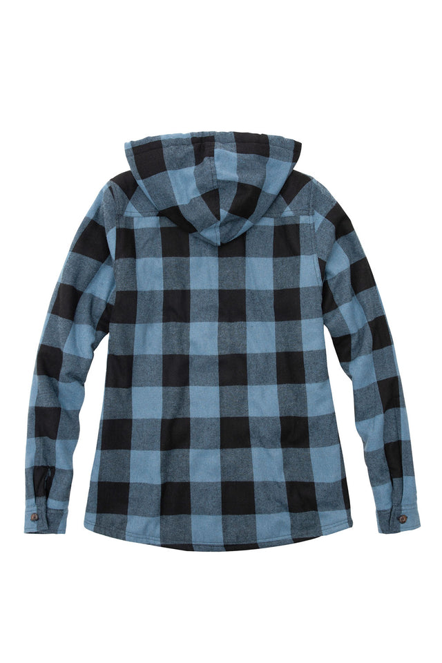 Women's Sherpa-Lined Flannel Jacket Full Zip Up Hooded Plaid Shirt