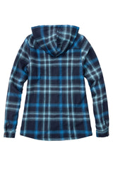 Women's Sherpa-Lined Flannel Jacket Full Zip Up Hooded Plaid Shirt