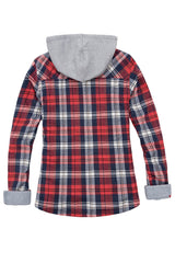 Women's Fleece Lined Flannel Shirt,Button Down Plaid Hooded Jacket