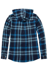 Women's Hooded Plaid Brushed Flannel Shirt,Full Zip Flannel Hoodie