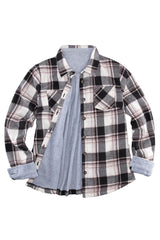 Women's Fleece Lined Plaid Button Down Flannel Shirt Jacket