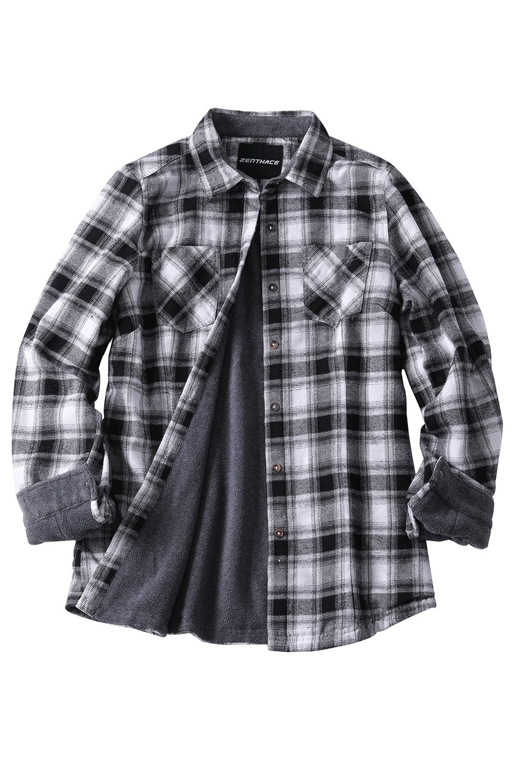 ZENTHACE Women's Thermal Fleece Lined Plaid Button Down Flannel