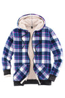 Women's Sherpa Lined Hoodie Jacket Plaid Zip up Hooded Sweatshirt