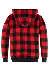 Women's Sherpa Lined Hoodie Jacket Plaid Zip up Hooded Sweatshirt