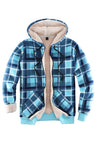 Women's Sherpa Lined Hoodie Jacket Plaid Zip up Hooded Sweatshirt